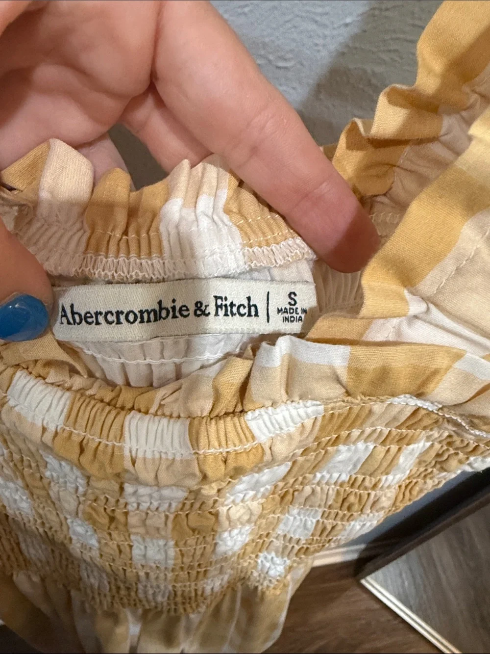 Yellow Gingham Ruffle Strap Maxi Dress Abercrombie